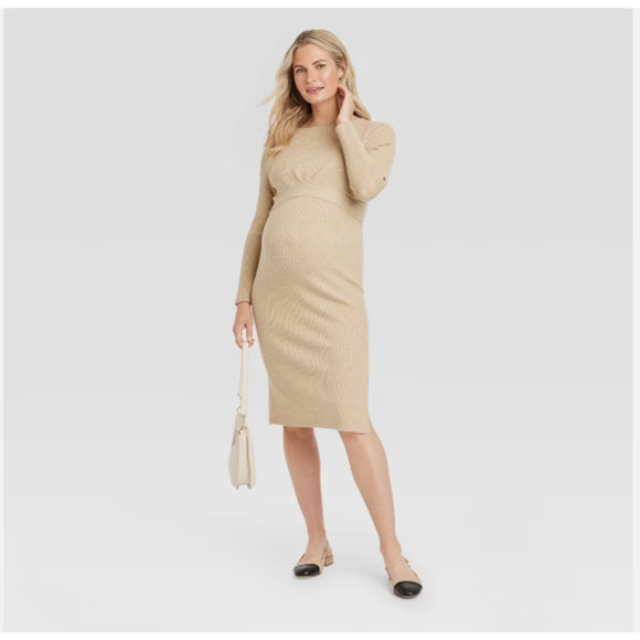 Long Sleeve Mini Maternity Wrap Sweater Dress Sz Medium NWT - Isabel by Ingrid - Picture 1 of 9